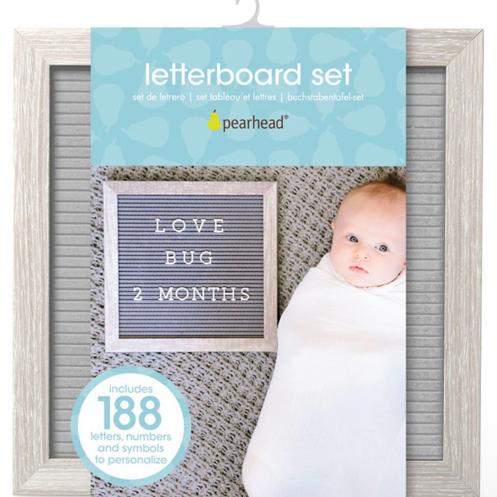 Pearhead Gray and White Letterboard Set